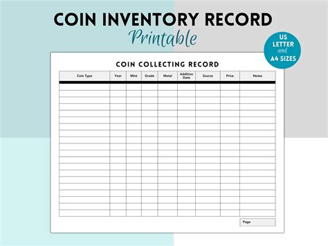 Coin Inventory Sheets