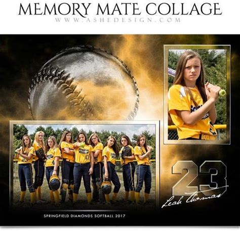 Collage Softball Memory Mate Template Design