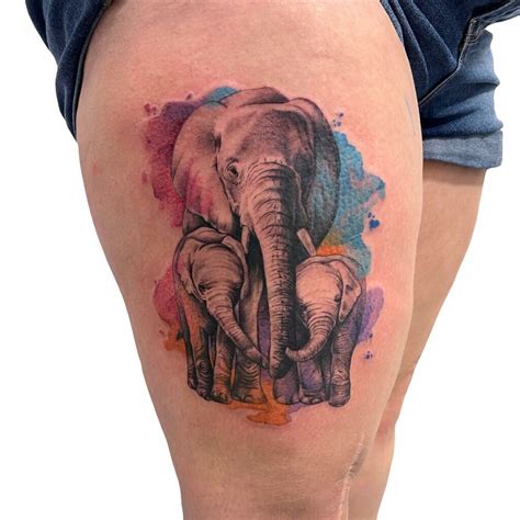 Colorful Elephant Tattoo Designs for Men and Women