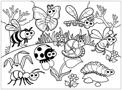 Coloring Pages for Kids Garden Insects