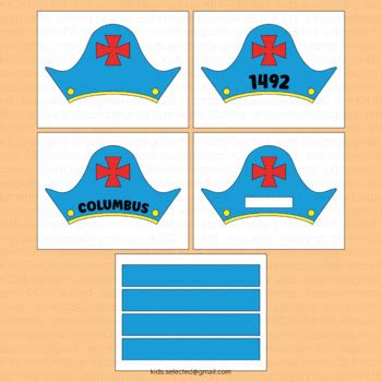 A picture of a Christopher Columbus hat template with a feather and a ribbon