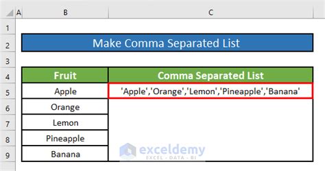 Comma List Methods Excel