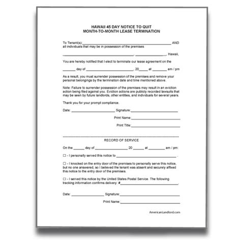 Common Mistakes Hawaii 45 Day Notice To Vacate Template