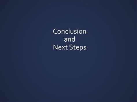 Conclusion and Next Steps