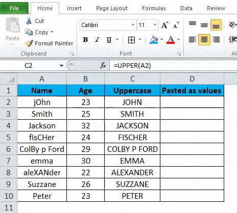 Conditional Formatting with Upper Case Tips and Variations Example 4