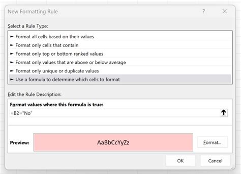 Conditional Formatting Yes No Cells