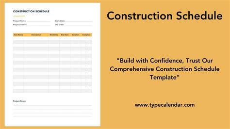 Construction Scheduling Template