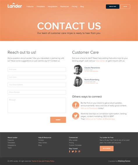 Contact and Booking Information Examples