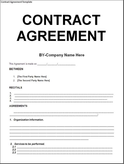 Contract Template Agreement