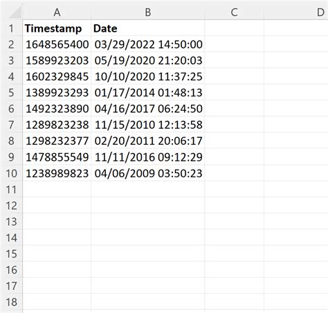 Convert Unix Timestamp to Date Excel