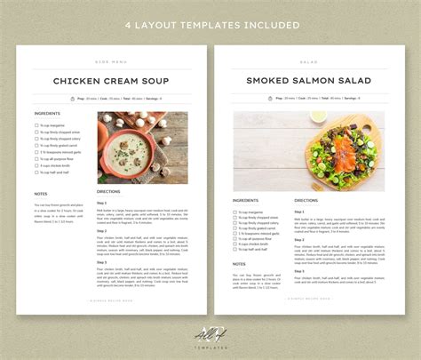 A screenshot of a cookbook template in Google Slides