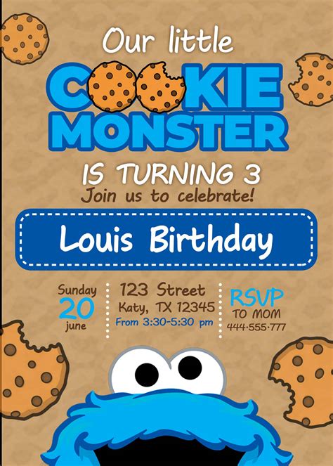 Cookie Monster Birthday Invitation Design