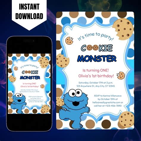 Cookie Monster Invitation Template