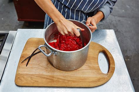 Homemade jam being made with fresh fruit