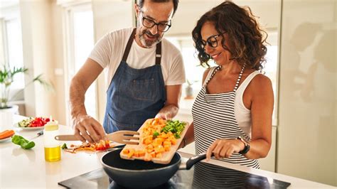 A couple finding cooking together ideas