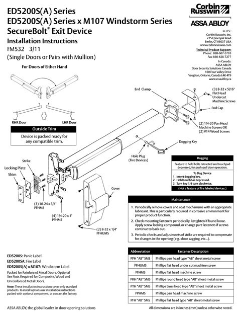 Corbin Russwin ED5200 Template