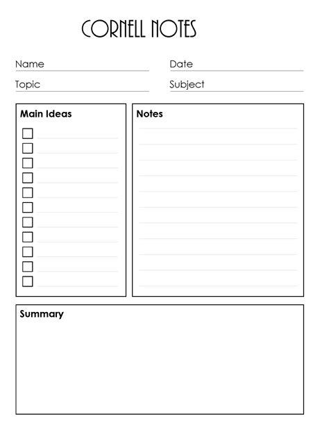 Cornell Notes Template for Microsoft Word