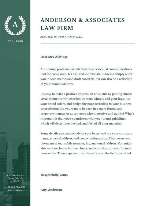 Corporate Law Firm Letterhead Example