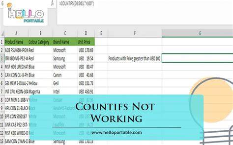 COUNTIFS Common Errors in Google Sheets