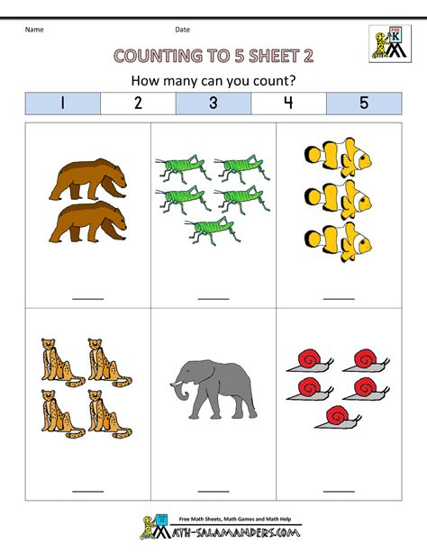 Counting Worksheets For Kids 5