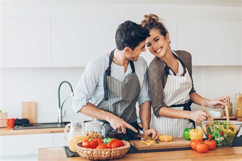 A couple cooking together