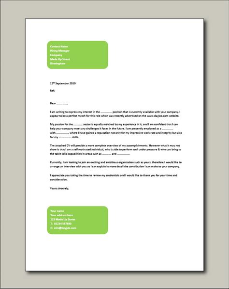 Cover Letter Example 4