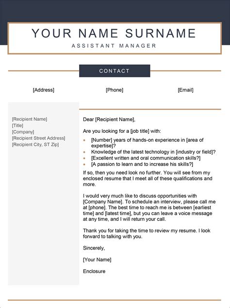 Cover Letter Template Format