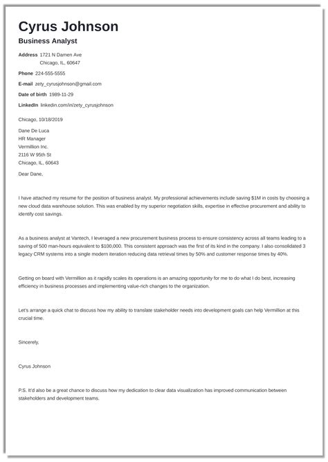 Cover Letter Template Layout