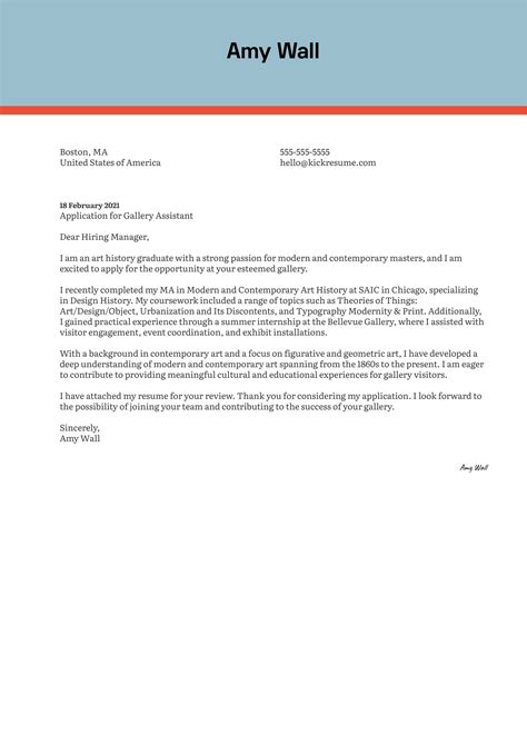 Cover letter examples gallery