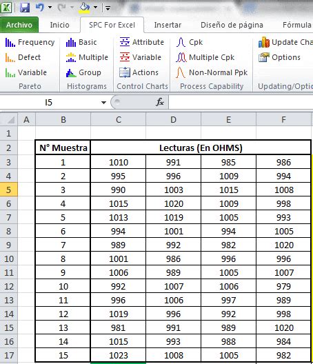 Using Excel Add-ins for Cpk