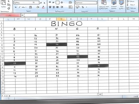 Create A Bingo Board In Excel Step 1