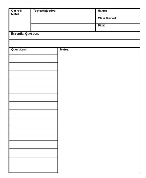 Create Cornell Notes Template in Microsoft Word