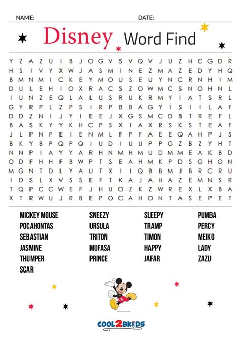 Create Disney Word Searches