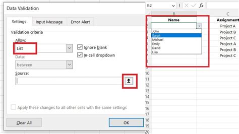 Create Dropdown Arrow Excel