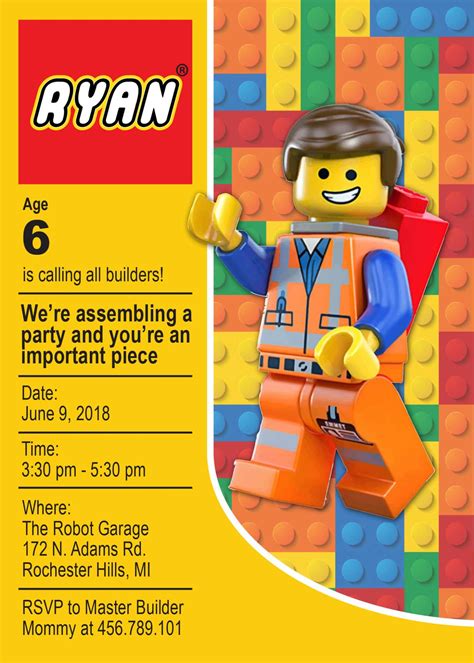 Lego birthday invitation design