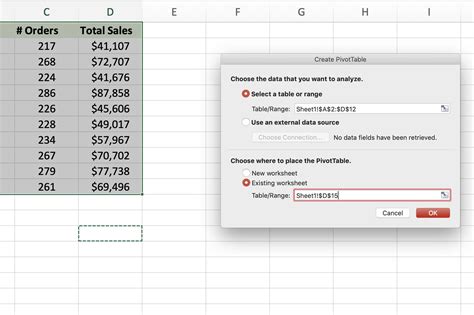 Create Pivot Table in Excel