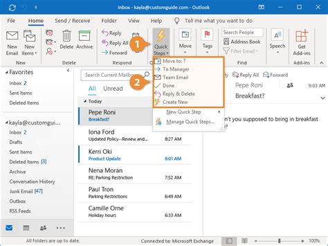 Create Quick Step Email Template In Outlook