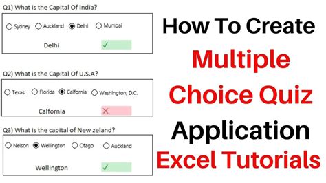 Quiz form in Excel