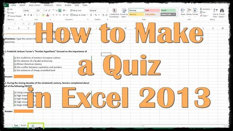 Excel template for multiple-choice quiz