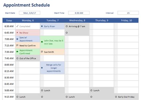 Create Recurring Appointment Schedule in Excel