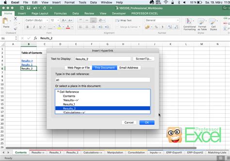 Create Table of Contents Excel