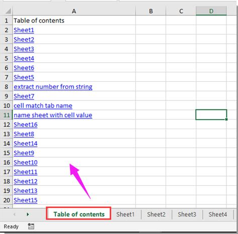 Create Table of Contents Excel Template