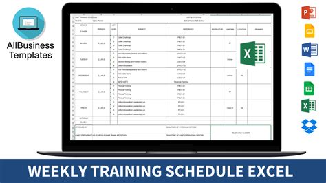 Create Weekly Training Schedule Template Excel