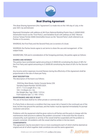 Creating a Boat Sharing Agreement Template