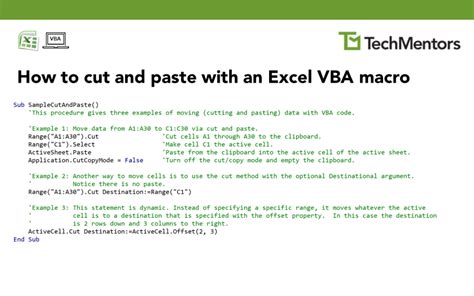 Creating an Excel Macro for Cutting and Pasting