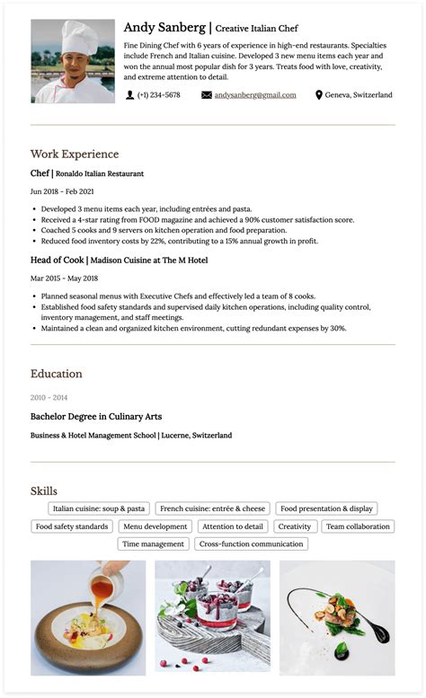 Creative Chef Resume Template