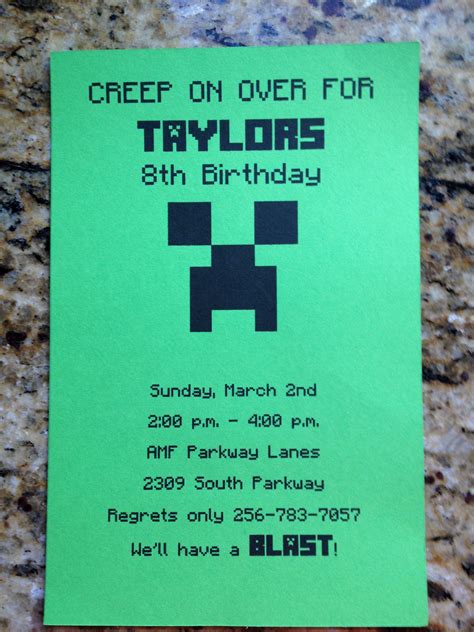 Creeper Face Party Invitations