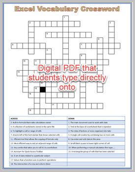 Crosswords in Excel Puzzle 3