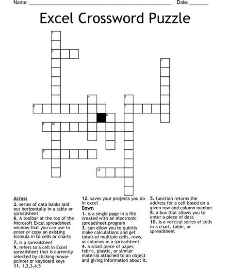 Crosswords in Excel Template 2