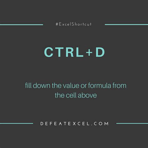Ctrl + D Fill Down Values